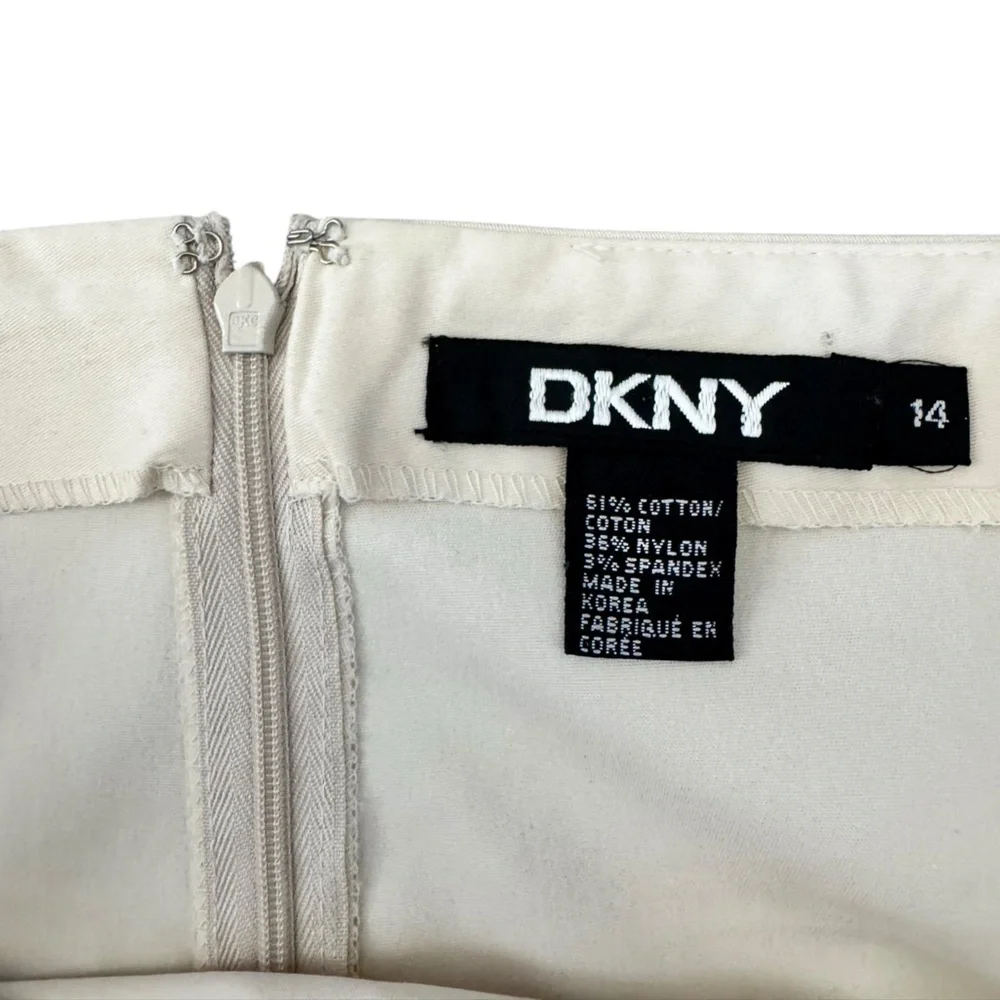 DKNY Ivory Pencil Skirt Size 14 Minimalist Quiet Luxury Coastal Chic Y54